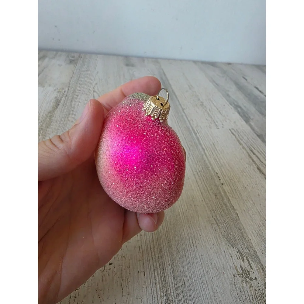 Vintage KC Germany Kurt Adler peach pear plum glass glitter ornament Xmas tree